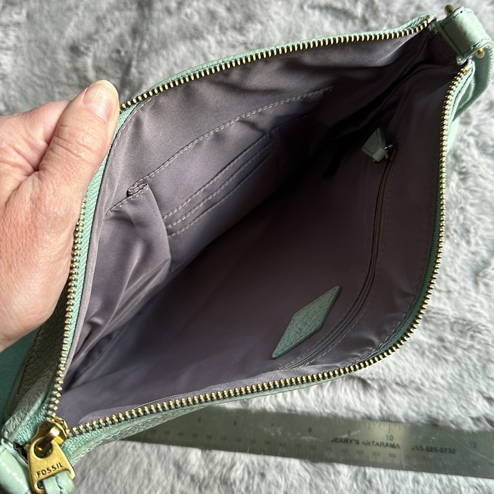 Pair of Fossil Purses - a sea-foam green Crossbody and a black over the shoulder - Picture 5 of 16